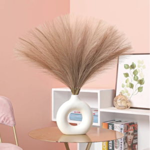 CURATED CART Faux Pampas Grass Set of 3 Small Artificial Flowers for Home Decoration, Office, Bedroom, Living Room, Table Décor and Craft Corner Styling, Brown Color, 41 cm Height, (Without Vase)